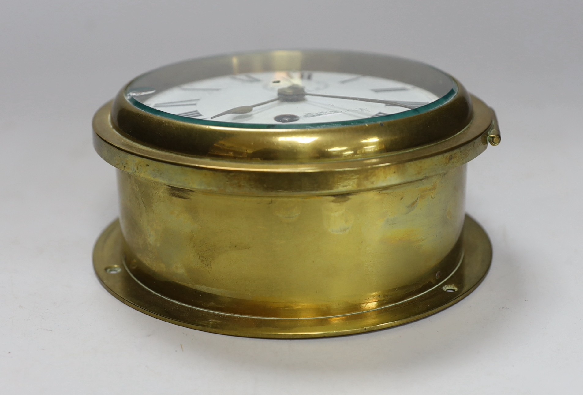 A brass ship's clock